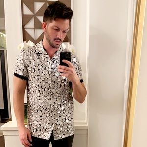 ASOS Silver Sequin Short Sleeve Shirt